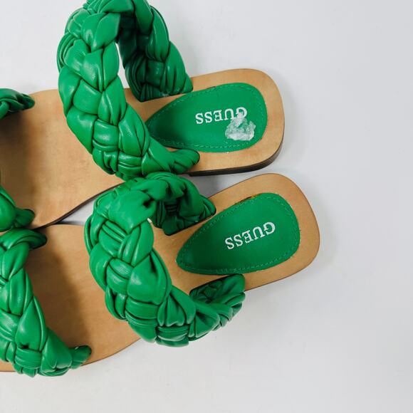 GUESS Green Braided Double Strap Flat Sandals – Size 6.5 - Picture 3 of 11
